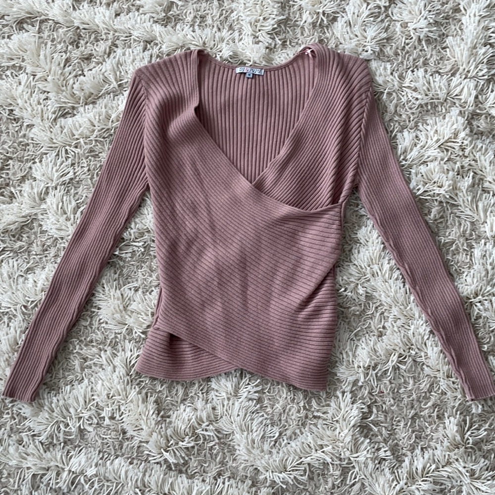 Dusty mauve wrap sweater size medium